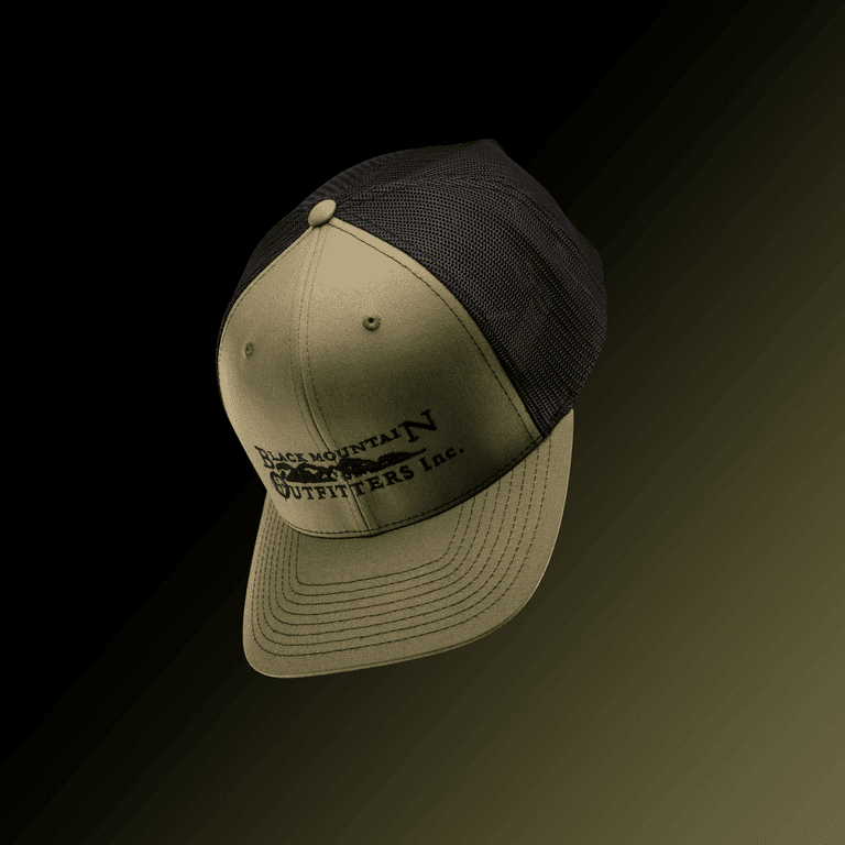 Olive Green hat with black font